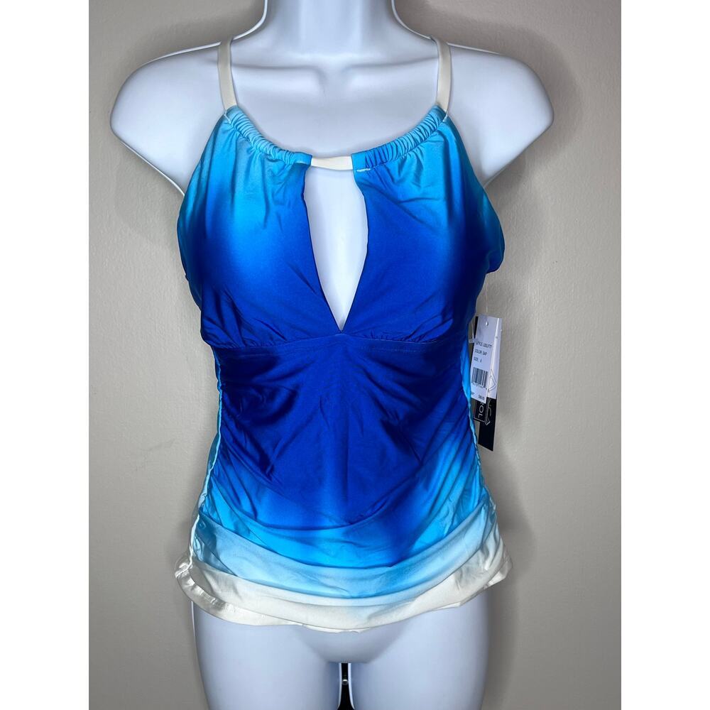 La Blanca Blue Ombre Keyhole Tankini Top NWT Size 6
